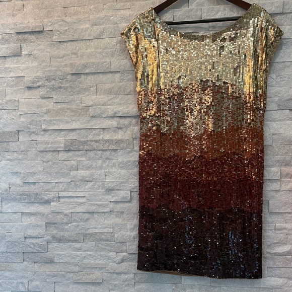Alice + Olivia Gold Sequin Mini Dress